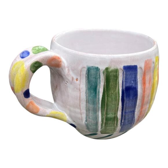 Multi Color Stripes & PolkaDots Pottery Coffee Mug - Picture 7 of 15
